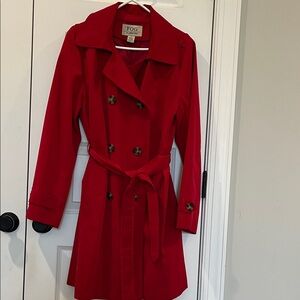 London Fog Women's Vibrant Red Trench Coat